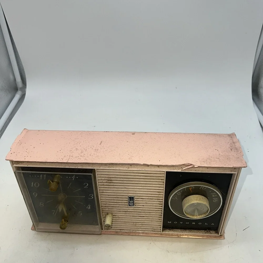 Vintage Pink Motorola C24B Alarm Clock AM Radio- For Parts Or Repair